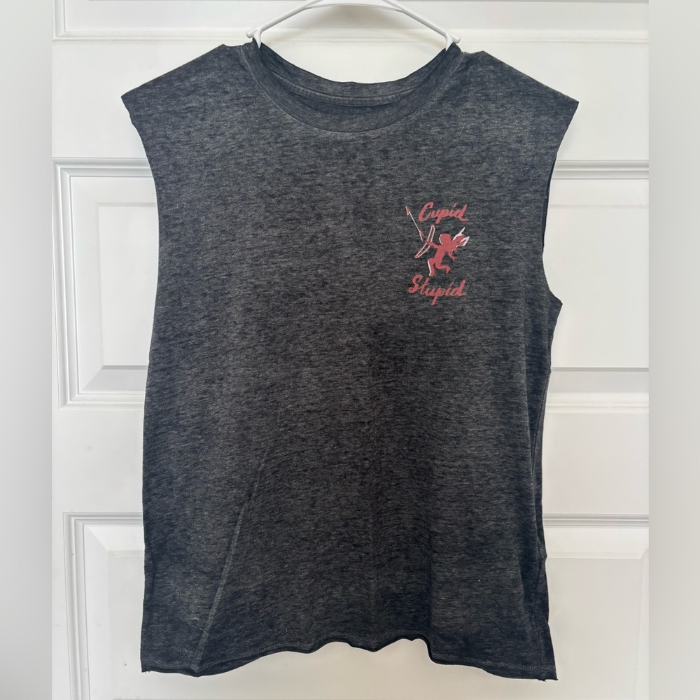 All Saints Gray  Cupid Stupid Sleeveless Tee